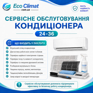 Сервісне обслуговування кондиціонера 24-36 (внутрішній блок)