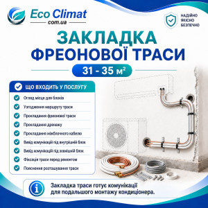Закладка фреонової траси кондиціонера 31 - 35 м²